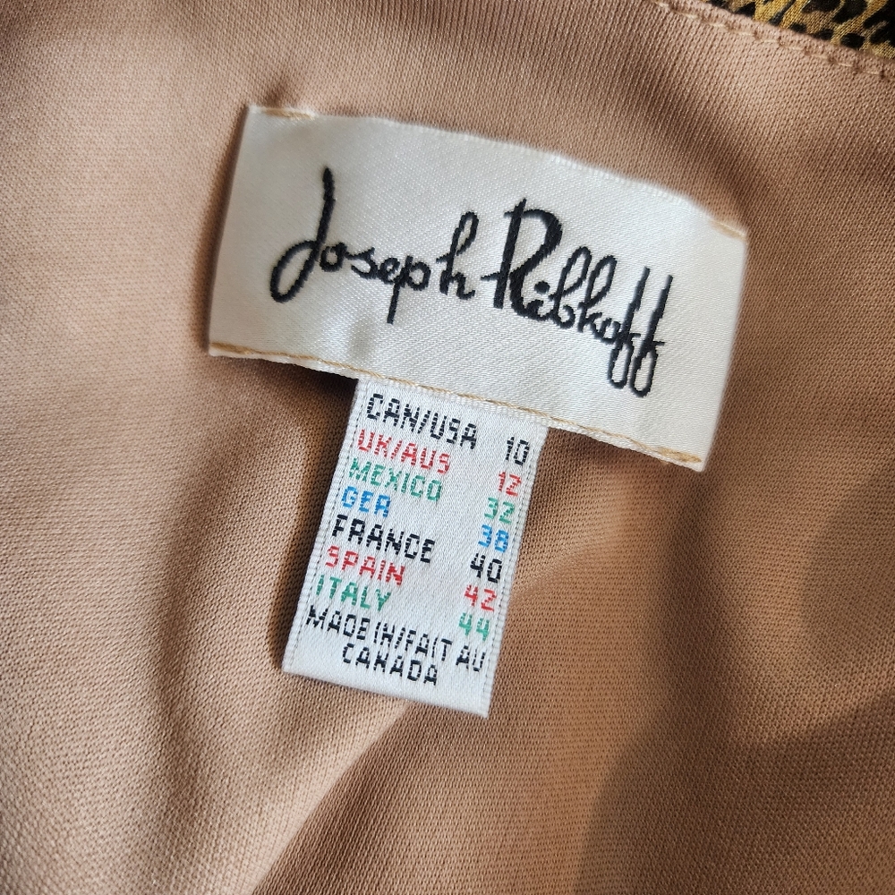 Vintage Joseph Ribkoff Layered Dress Size 10 Tribal Cheetah Print Brown - Picture 13 of 15